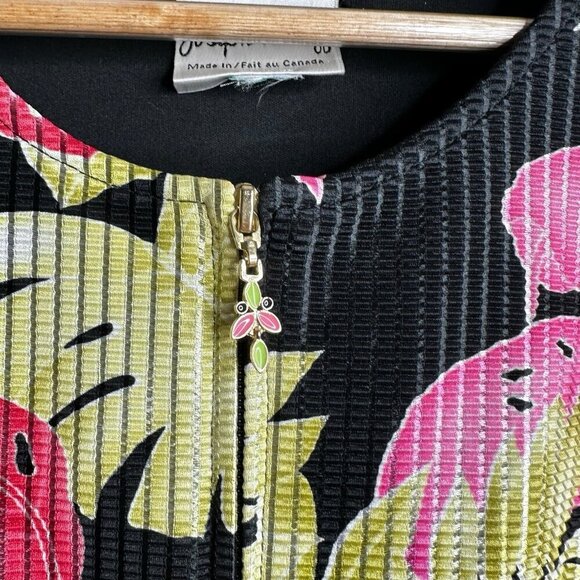 JOSEPH RIBKOFF Jacket Womens Size L Colorful Floral Full Zip Tropical Resortwear - Picture 6 of 14